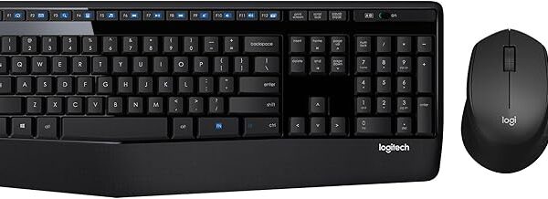 Logitech MK345 Wireless Keyboard and Mouse Combo with Palm Rest, 2.4 GHz USB Receiver, Compatible with PC, Laptop, Black