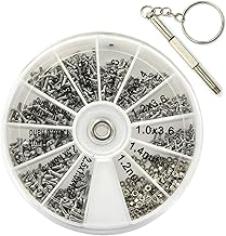 Stainless Steel Tiny Screws and Nuts Kit 600pcs with 3-Way Screwdriver for Phone, Watch, Glasses Repair Hardware Set