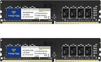 Timetec 32GB KIT(2x16GB) DDR4 2666MHz PC4-21300 Non-ECC Unbuffered 1.2V CL19 2Rx8 Dual Rank 288 Pin UDIMM Desktop Memory RAM Module Upgrade (32GB KIT(2x16GB))